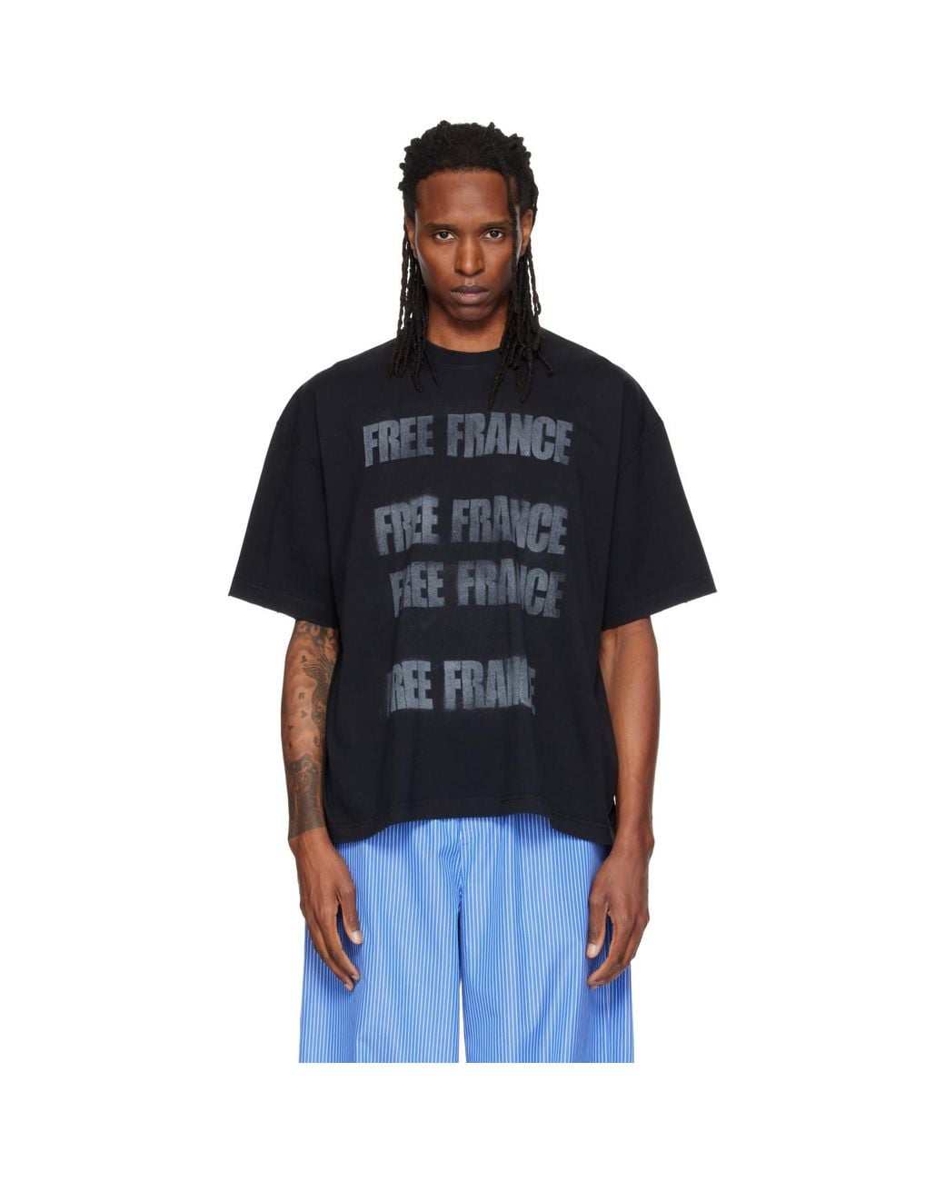 Vetements Black Boxy 'Free France' T-Shirt for men
