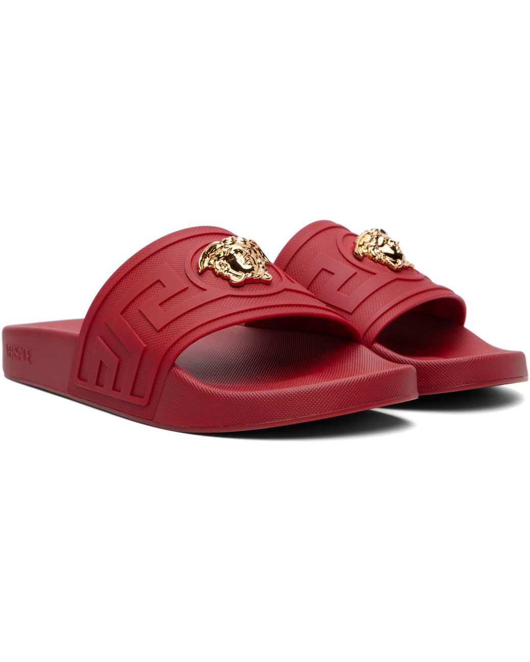 Versace Red 'La Medusa' Slides for men