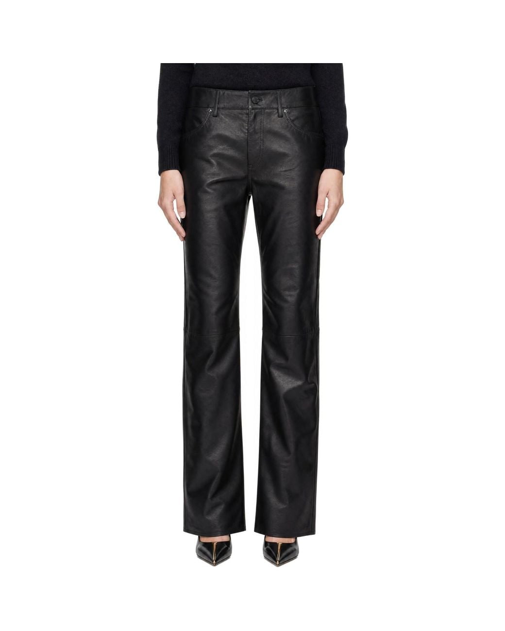 Tom Ford Black Five-Pocket Leather Trousers