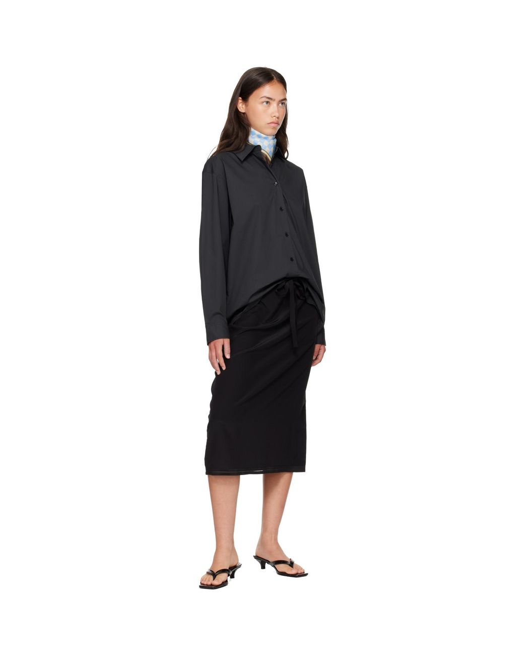 Totême Black Croco-Embossed Heeled Flip-Flops