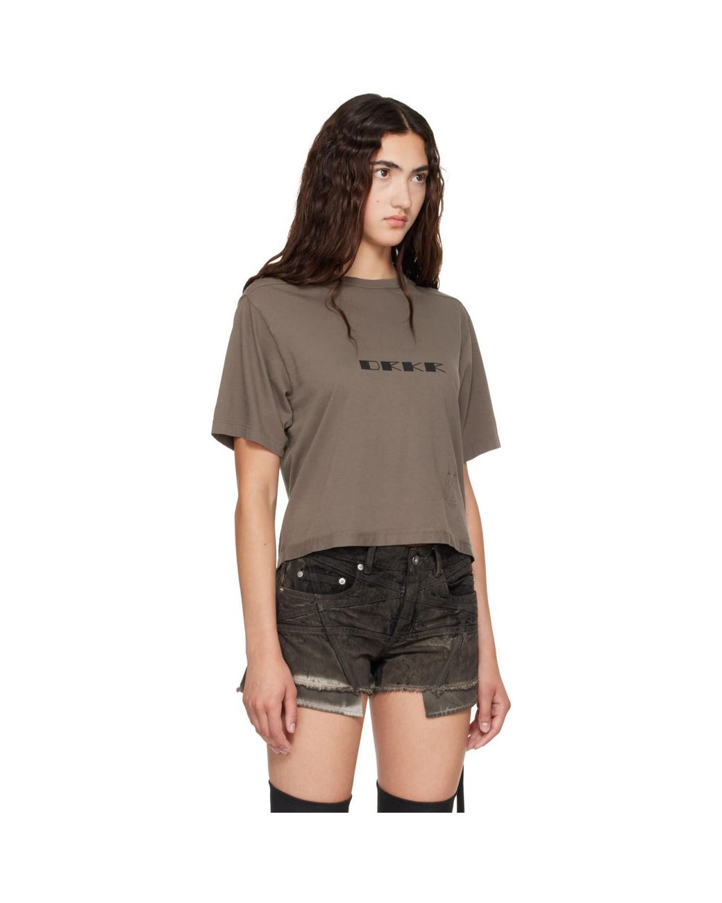 Rick Owens Black Taupe Tower Basic S/S T-Shirt