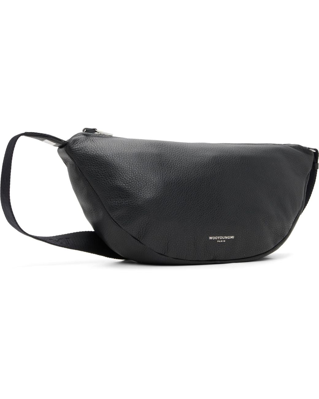 Wooyoungmi Black Leather Moon Bag for men