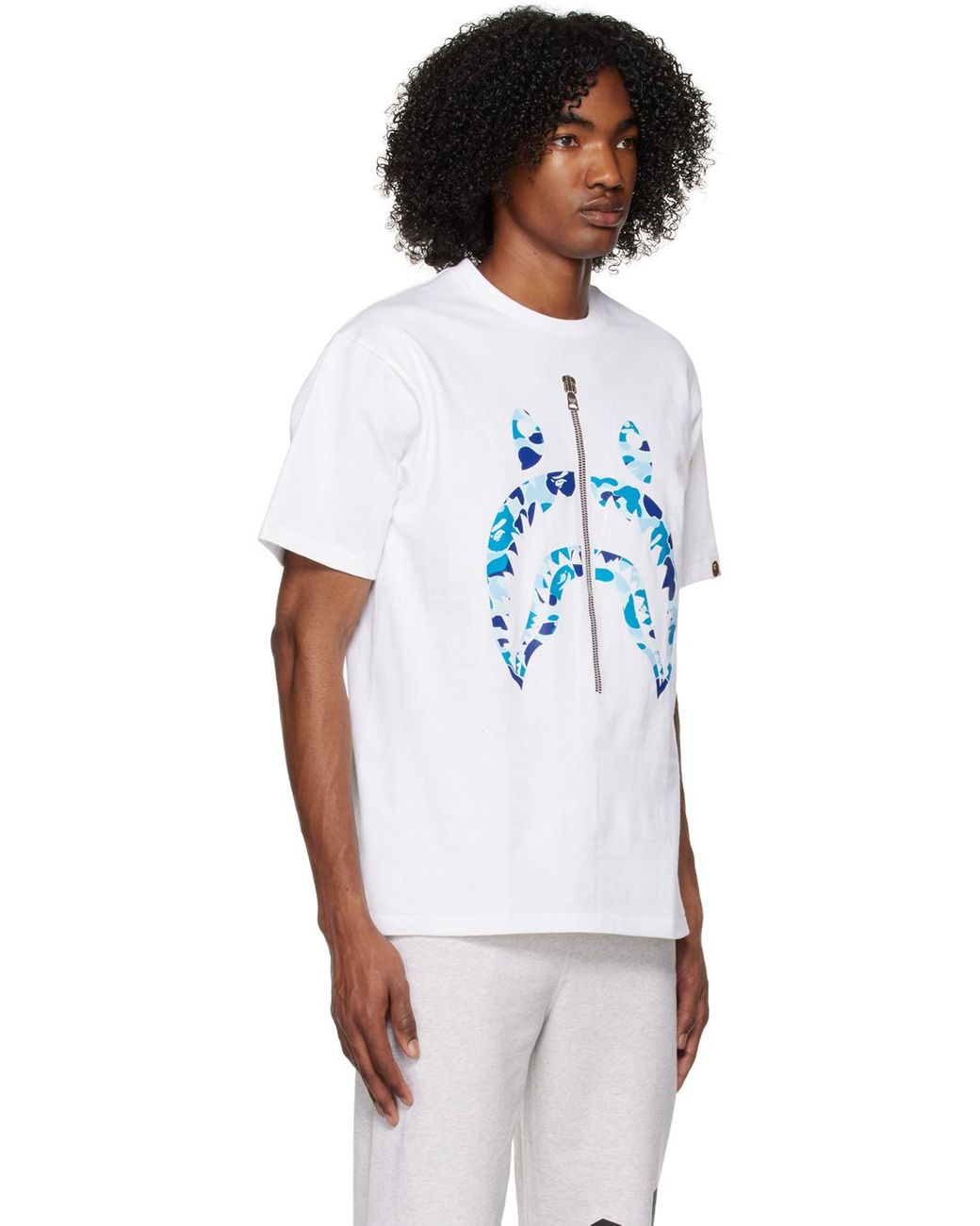 A Bathing Ape Men's White & Blue Abc Camo Shark T-shirt