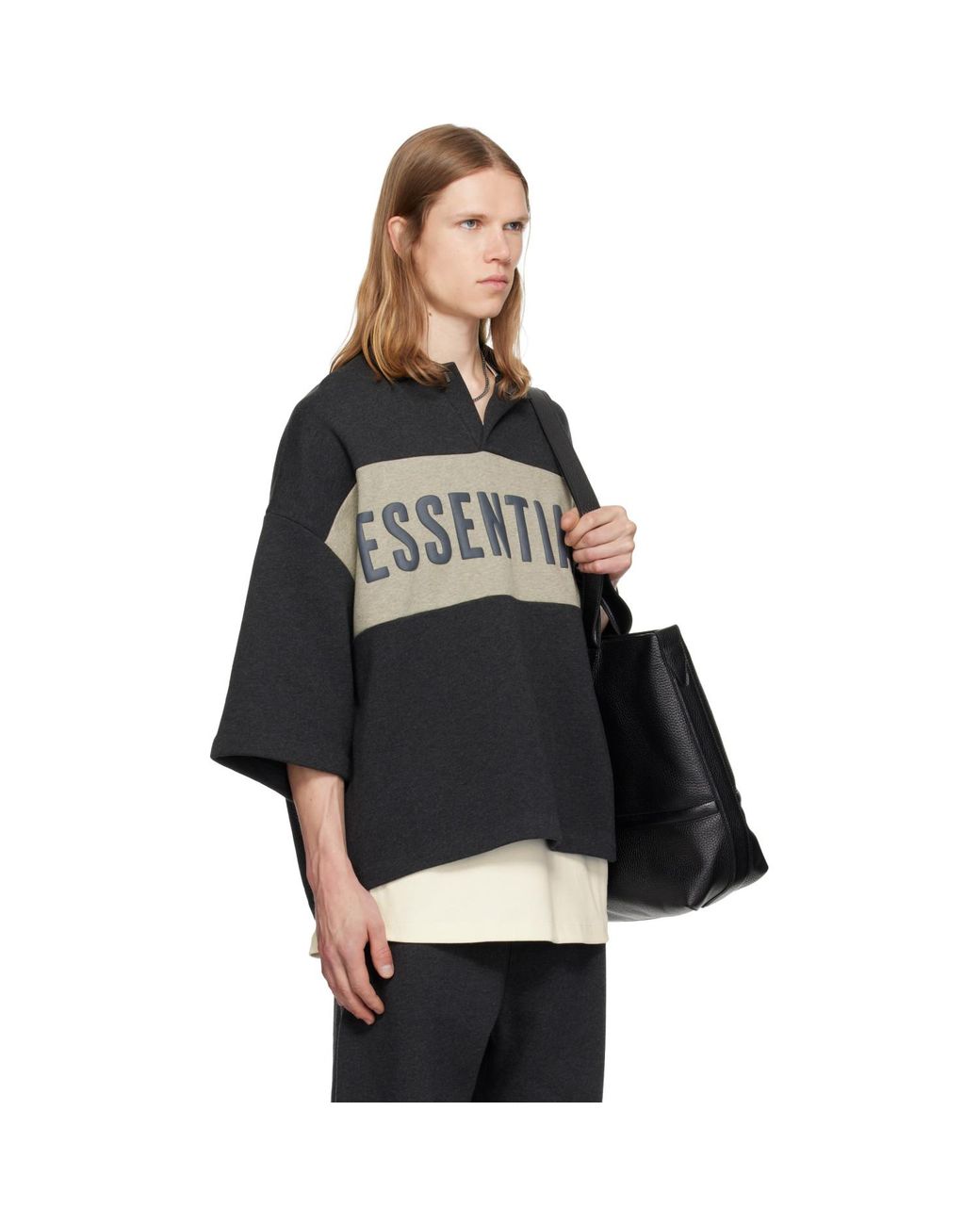 Fear Of God Black Panelled Crop Polo for men