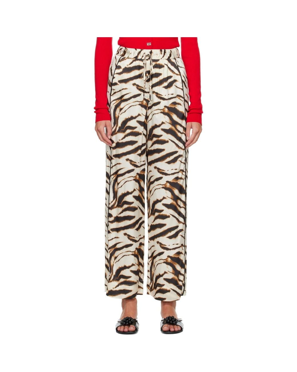 Ganni Multicolor Zebra Satin Lounge Pants