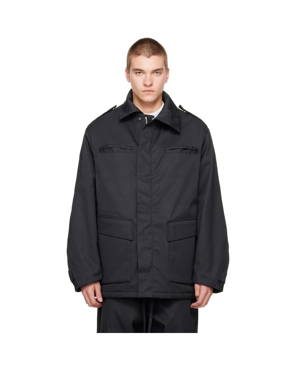Seventh Black Pilot Parka Coat for men