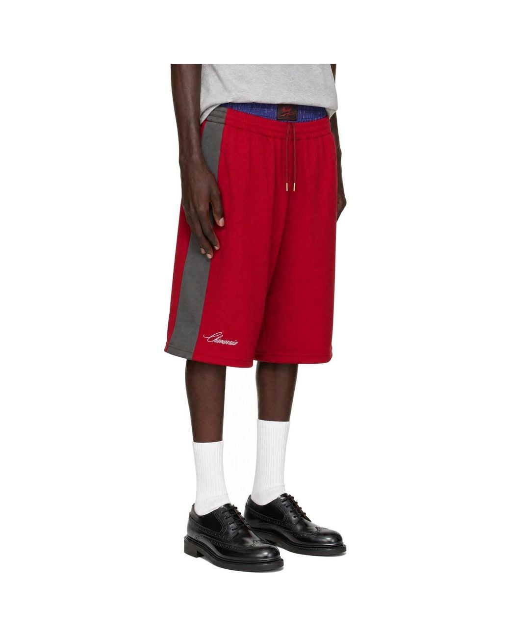 Willy Chavarria Red Os Exposed Bball Shorts for men