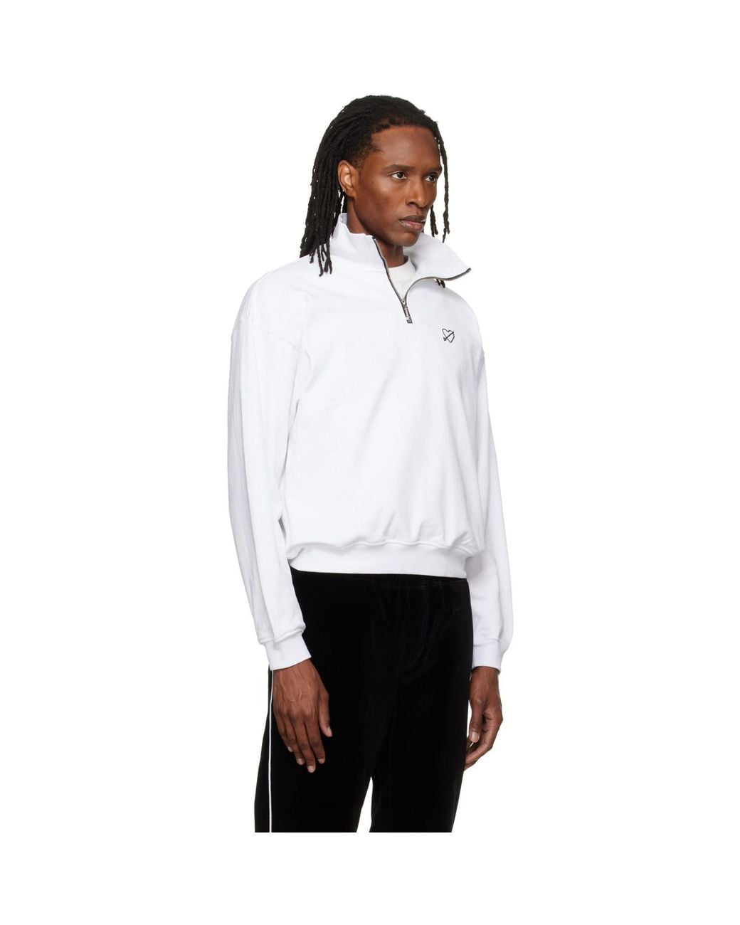 Ernest W. Baker White Ssense Exclusive Heart Half-Zip Sweatshirt for men