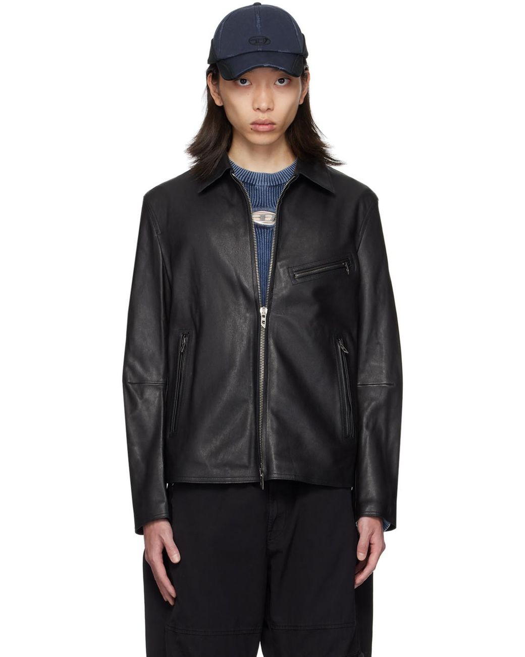 DIESEL L-Korn-A Leather Jacket in Black for Men | Lyst Canada
