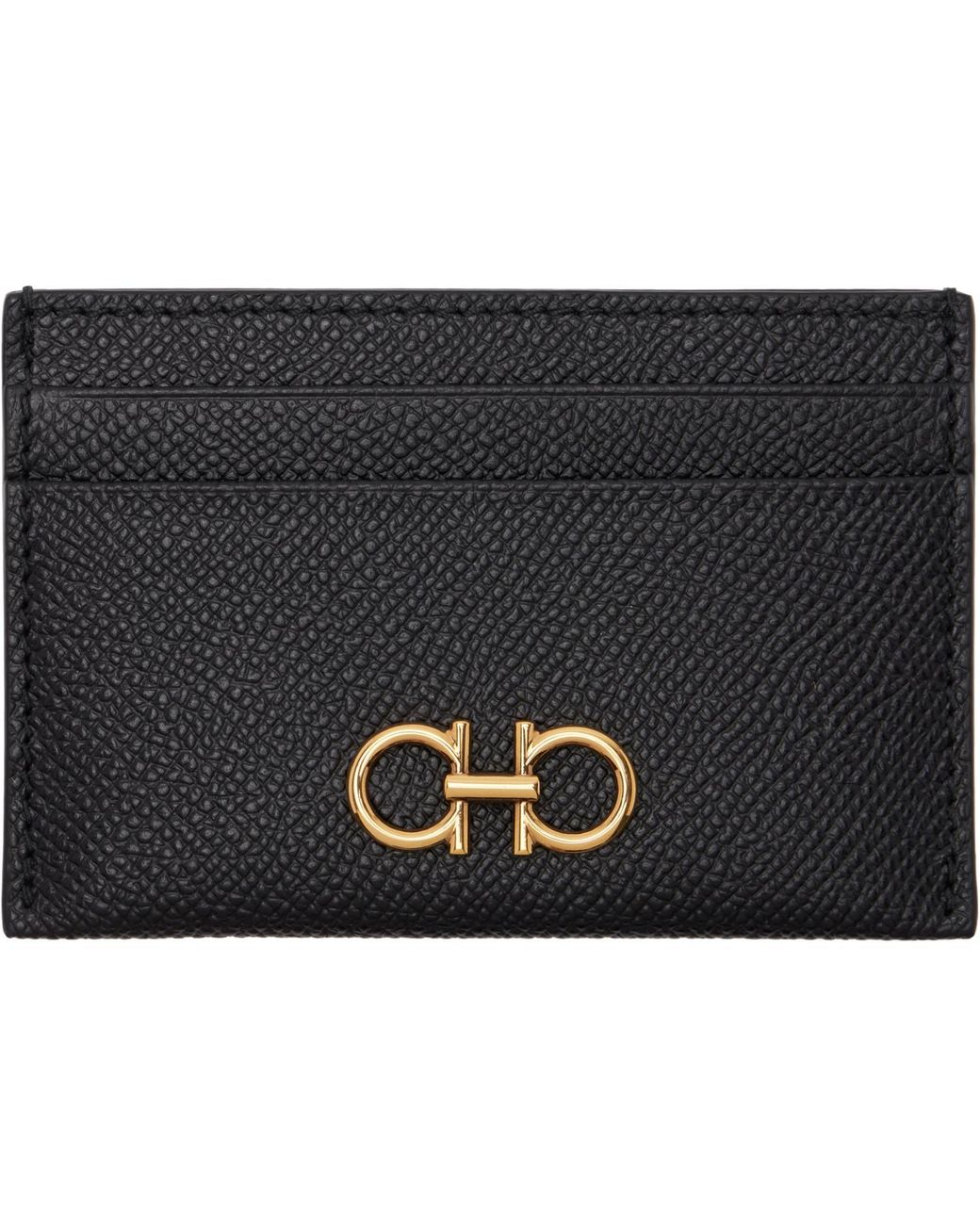Ferragamo Black Gancini Credit Card Holder
