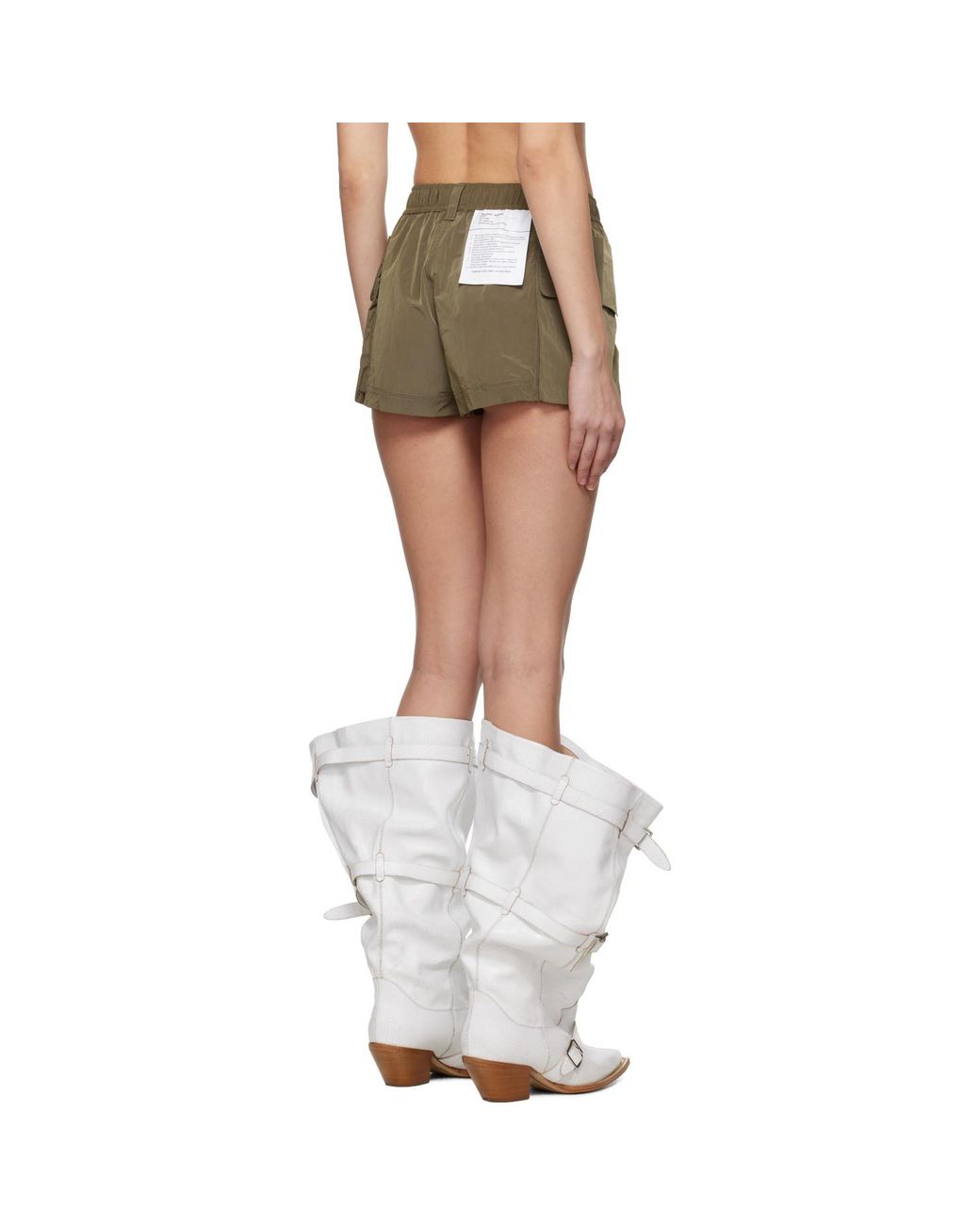 R13 Green Khaki 2-Way Pockets Shorts