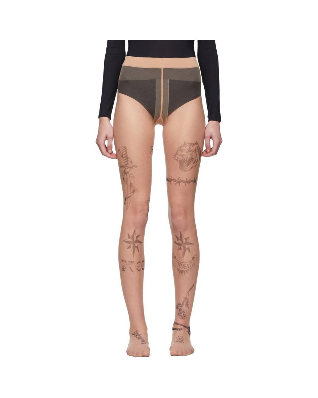 Vetements Beige Wolford Edition Tattoo Tights in Natural