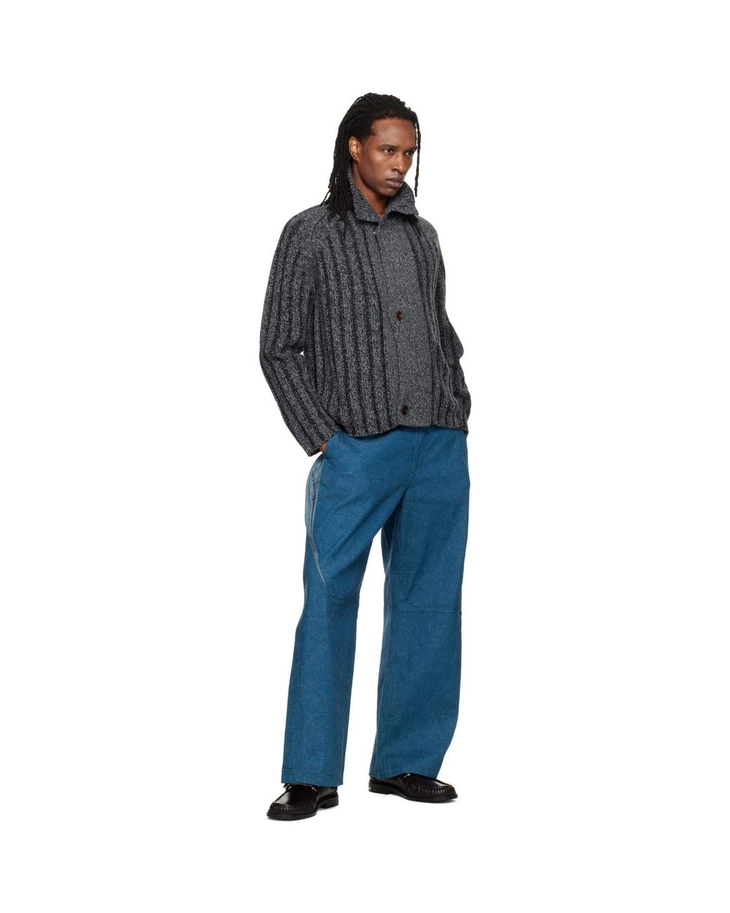 NULLUS Blue Low Poly Shift Jeans for men