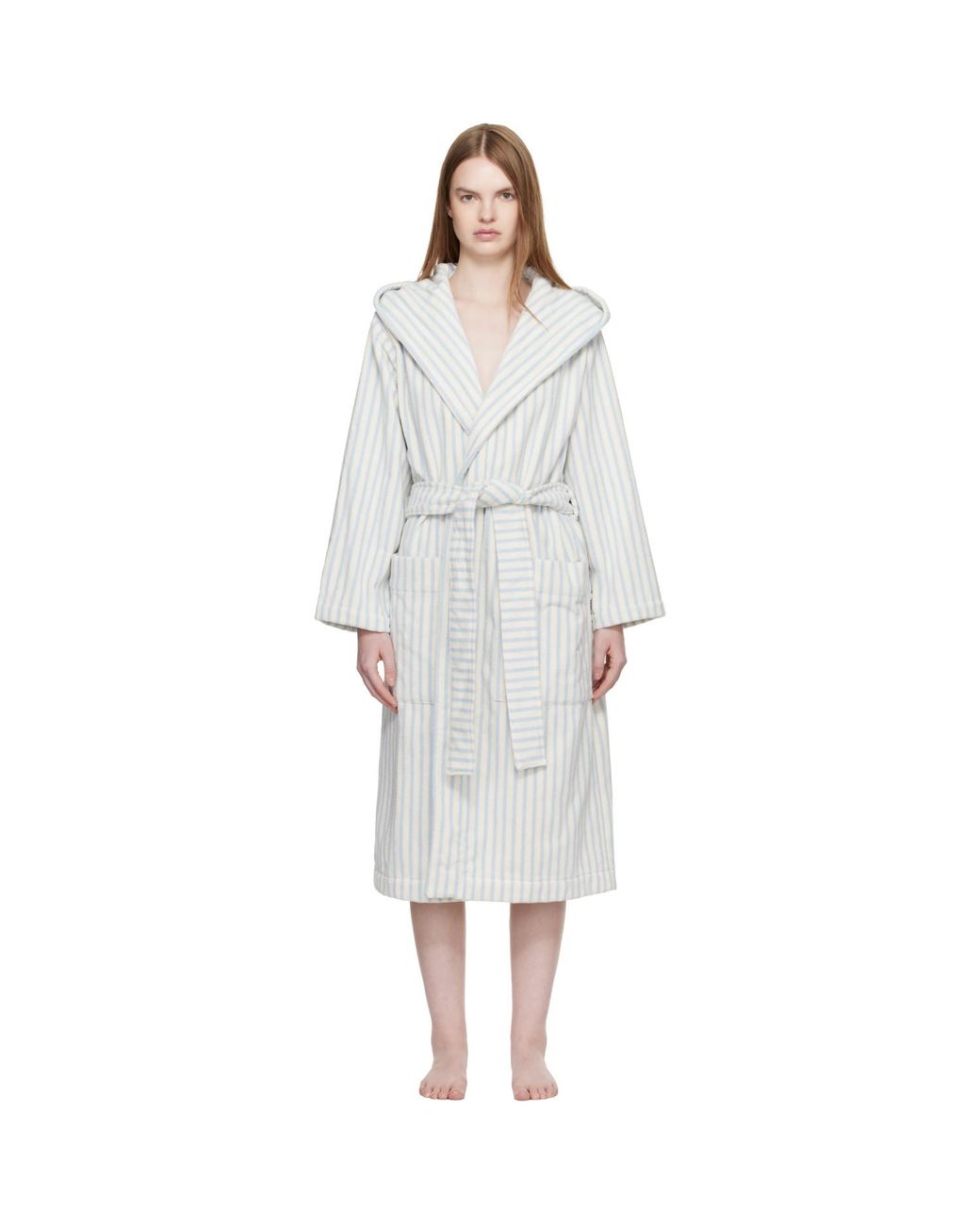 Tekla Black Off & Terry Hooded Bathrobe