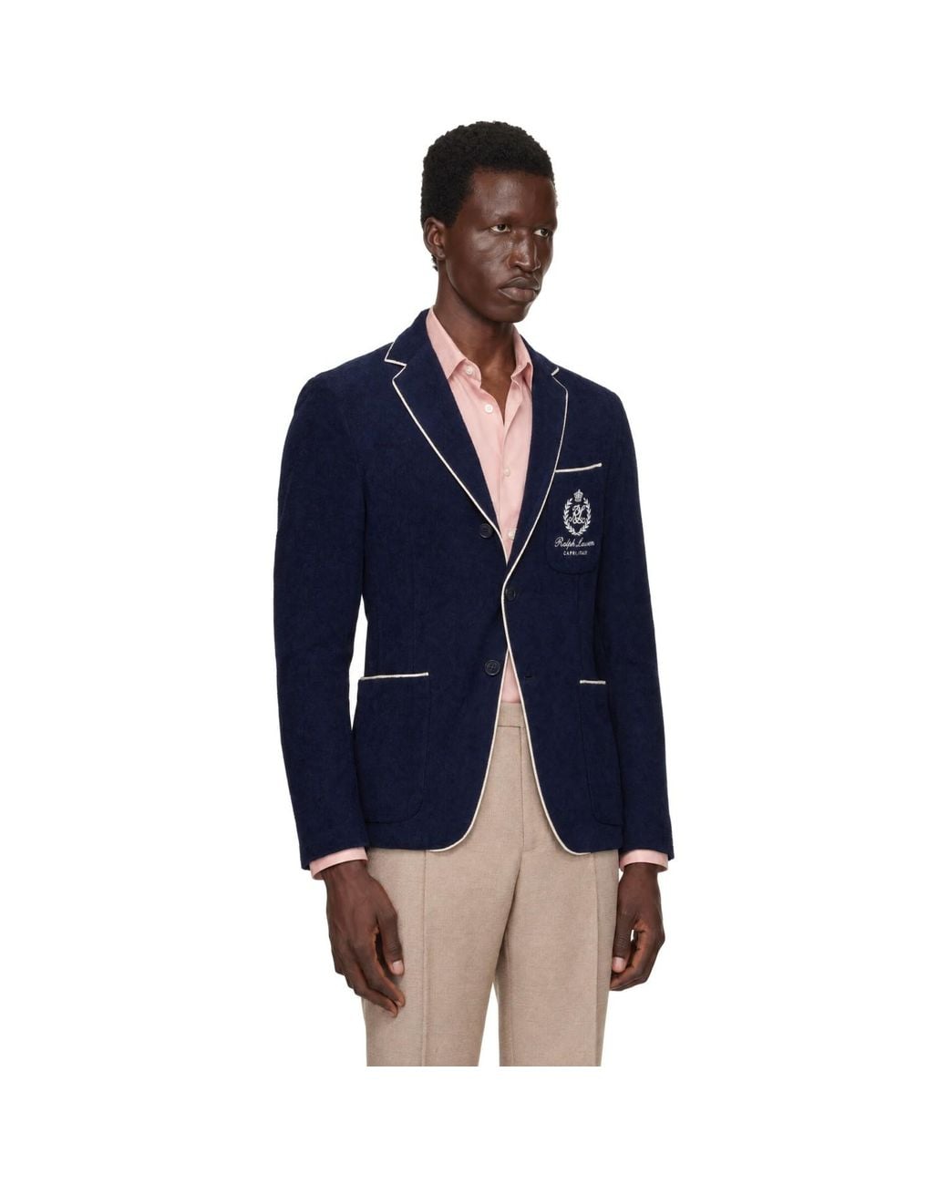 Ralph Lauren Blue Terry Single-Breasted Sportcoat Blazer for men