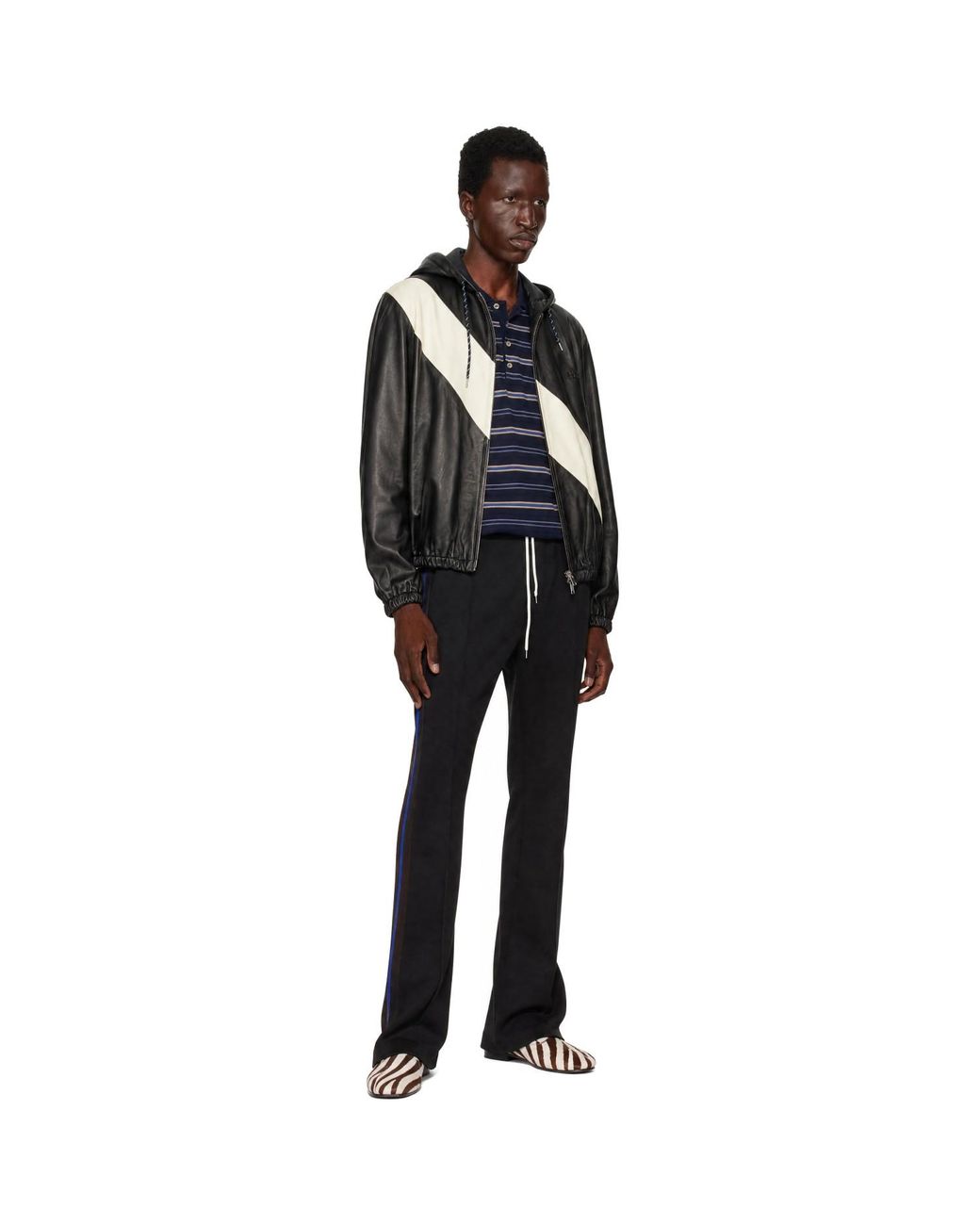 Wales Bonner Black Off- Vista Leather Anorak for men