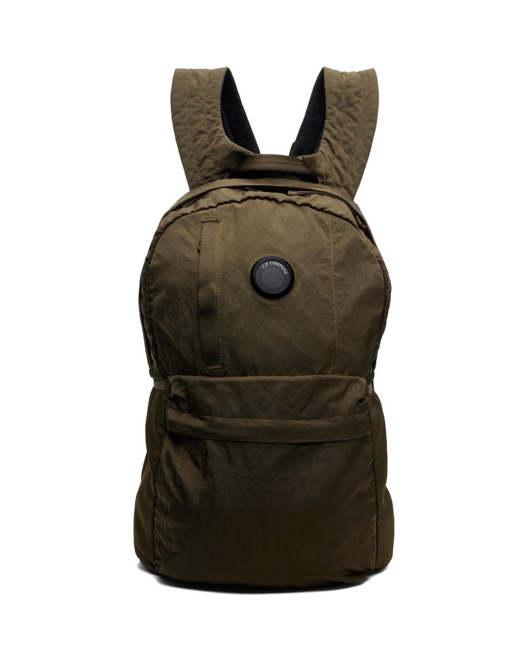 C P Company Green Khaki Nylon B Lens Backpack for men
