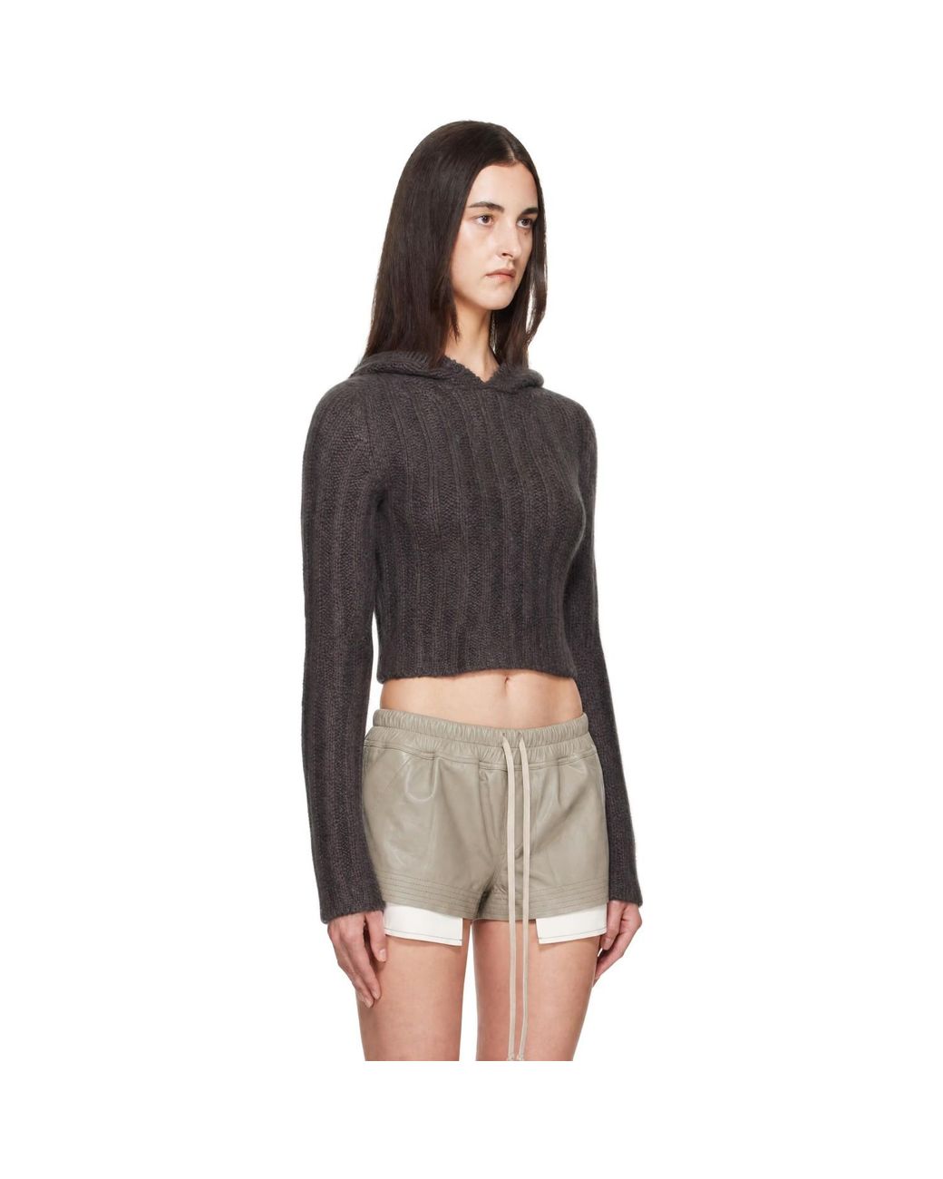 Rick Owens Black Tower Cropped Hoodie