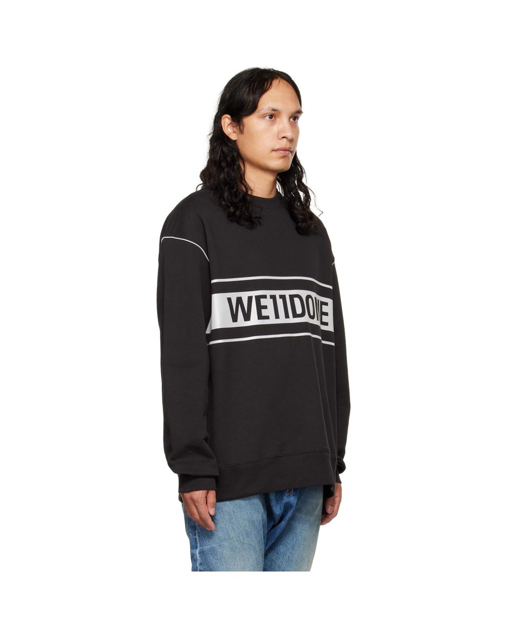 we11done Black Reflective Sweatshirt for men