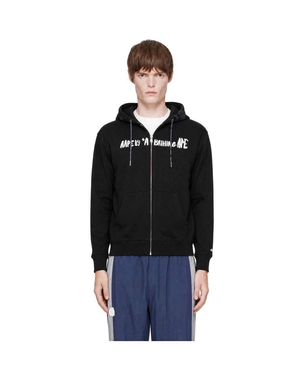 Aape By A Bathing Ape Black 'Aape' Basic Zip Up Hoodie for men
