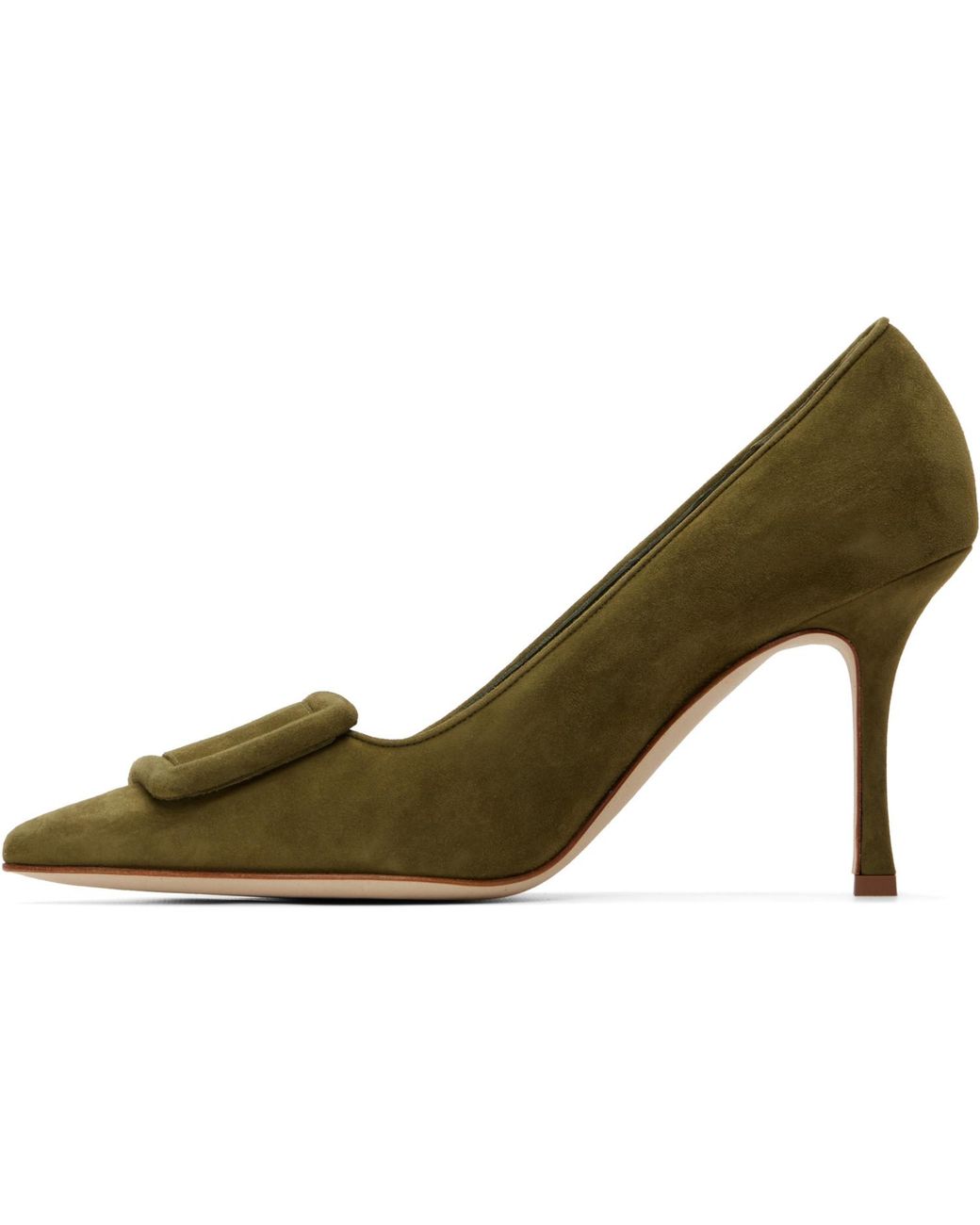 Manolo Blahnik Green Khaki Maysalepump 90 Heels