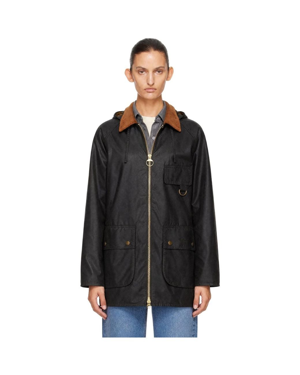Barbour Black Khaki Highclere Waxed Jacket