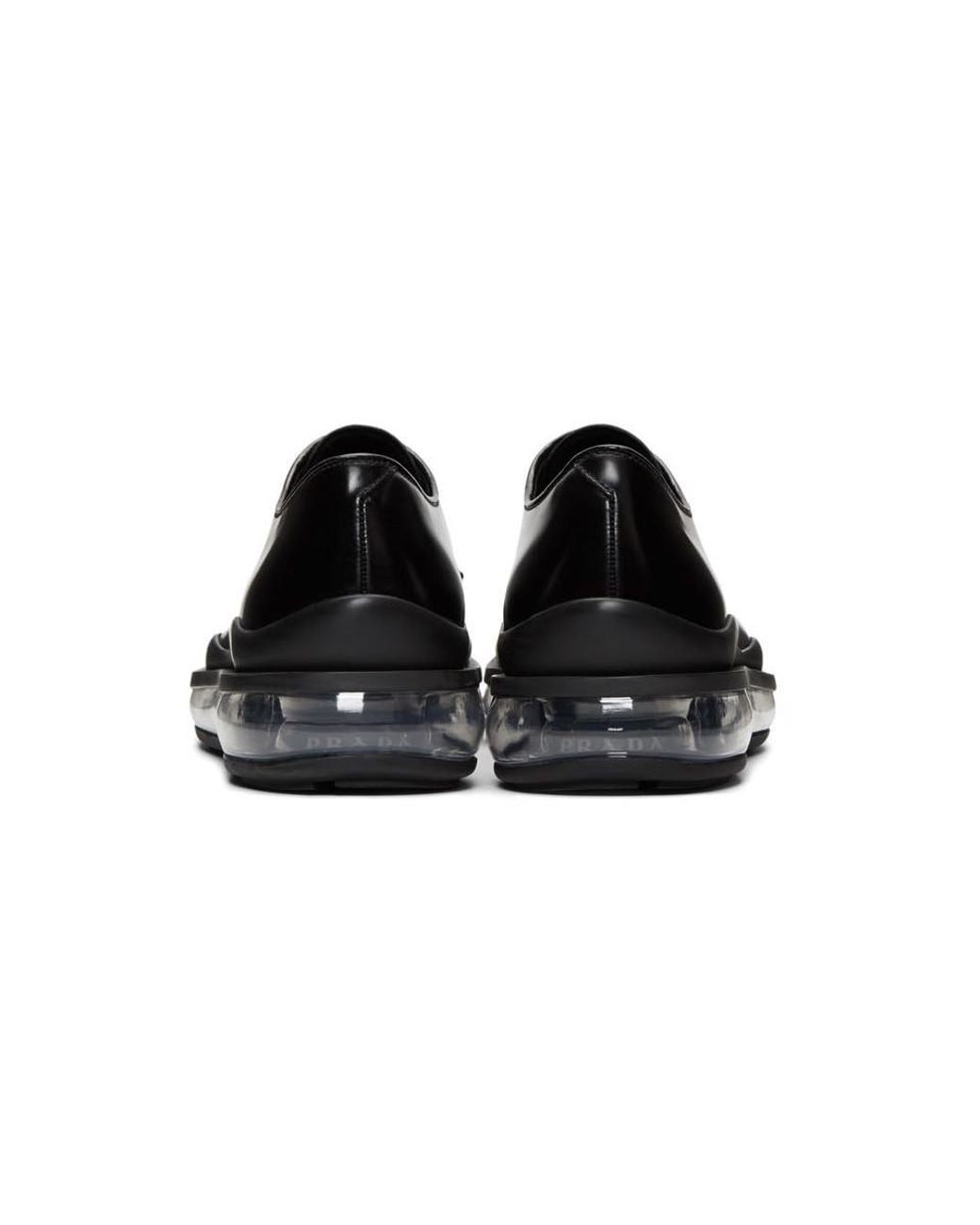Prada Levitate Brushed Leather Derby Shoes in Black for Men  display picture 2