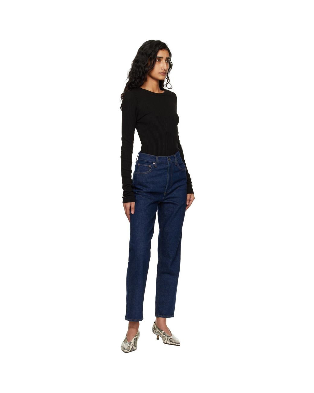 Agolde Blue 90's Pinch Waist Crop Comfort Stretch Jeans