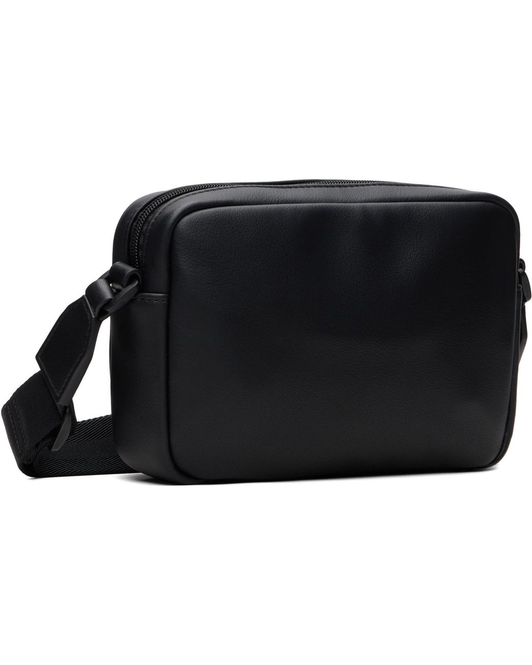 Boss Black Grained Faux-Leather Crossbody Bag for men