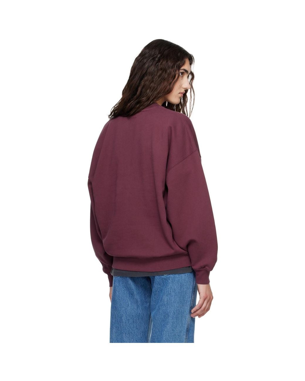 Anine Bing Red Miles Oversized Letterman Sweatshirt