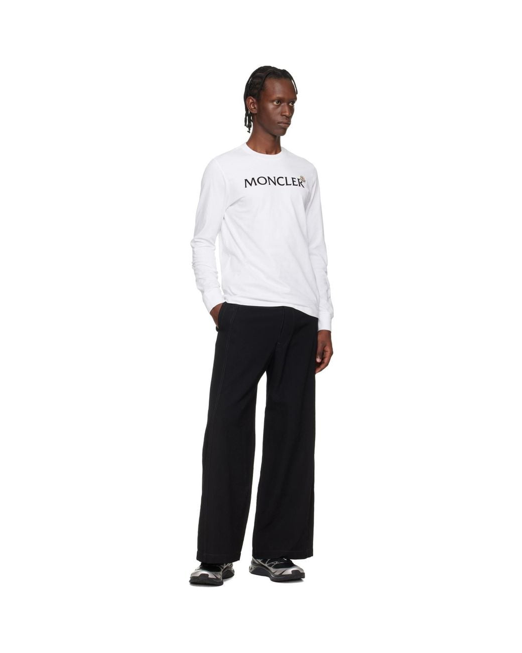 Moncler White Logo Cotton Sweatshirt for men
