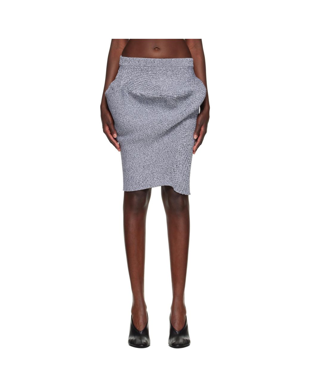 Issey Miyake Gray Found Stone Midi Skirt