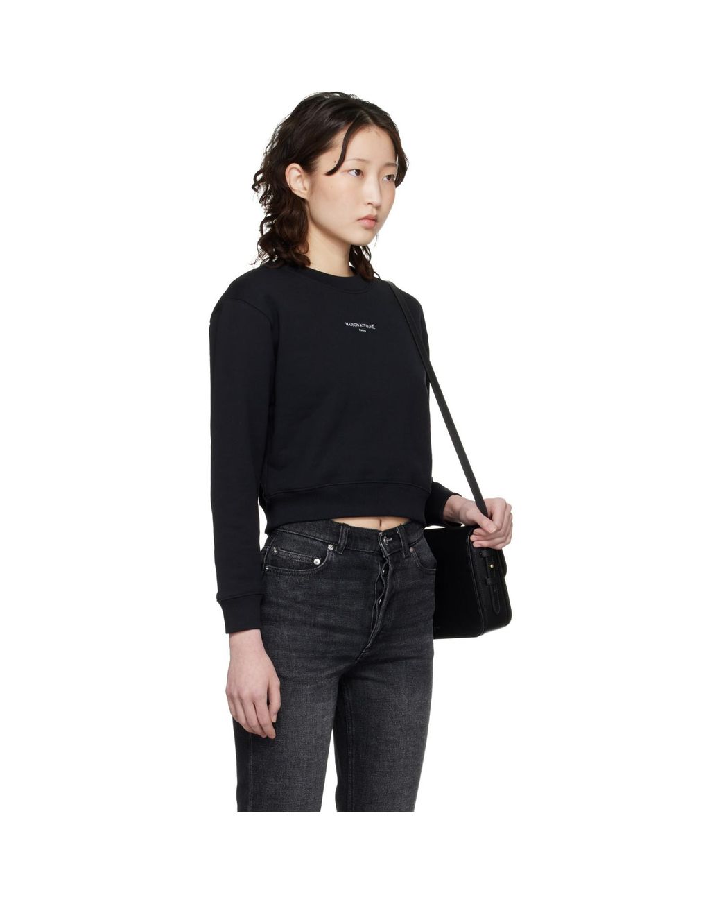 Maison Kitsuné Black Paris' Cropped Sweatshirt