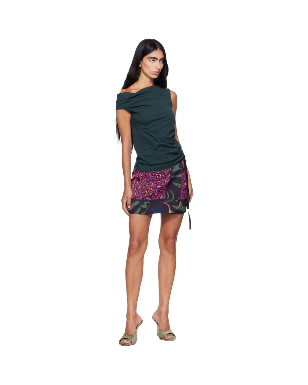 Dries Van Noten Green Velvet Heeled Sandals