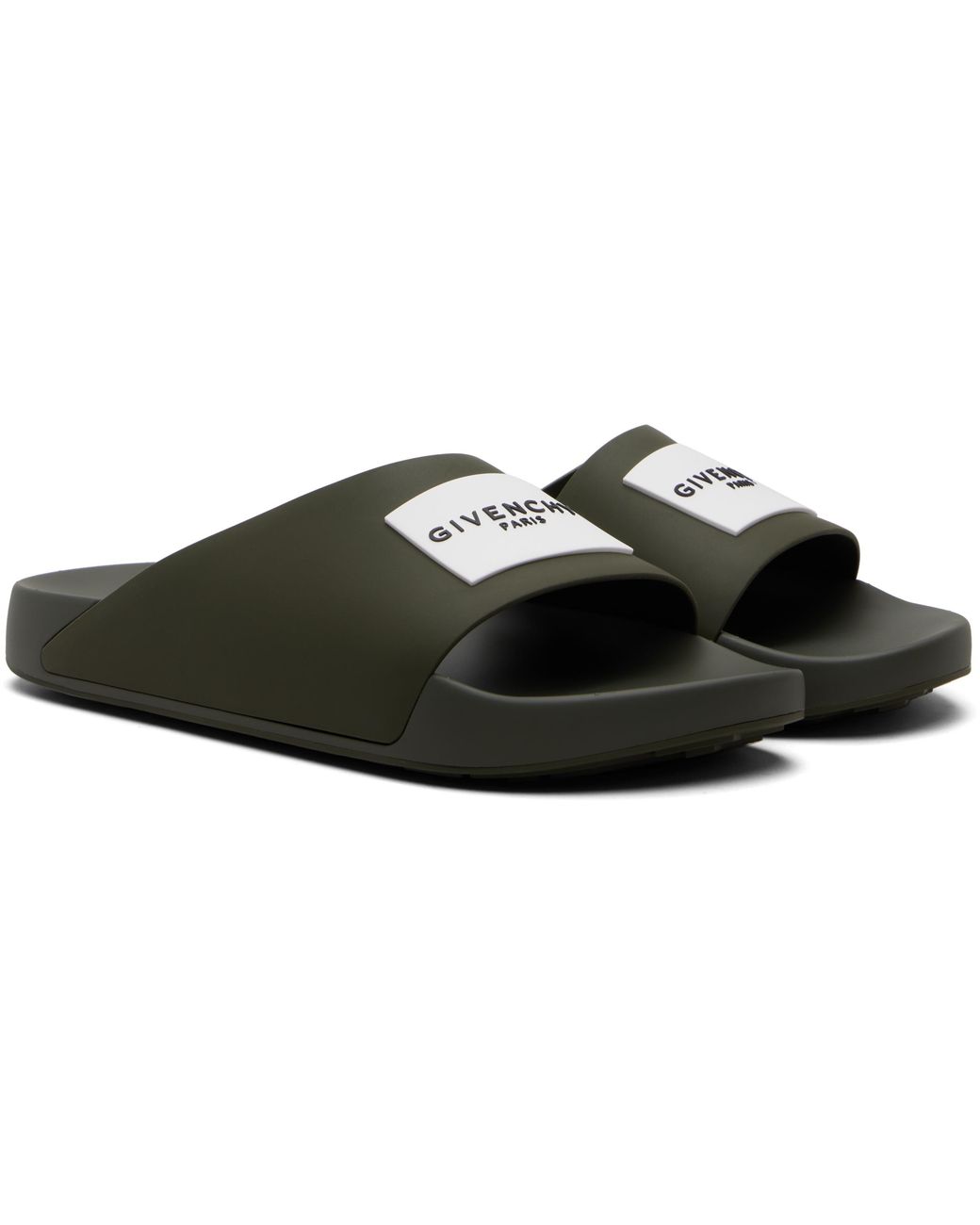 Sandales À Enfiler De Style Mule Kaki À Écusson À Logo Givenchy pour homme en coloris Black