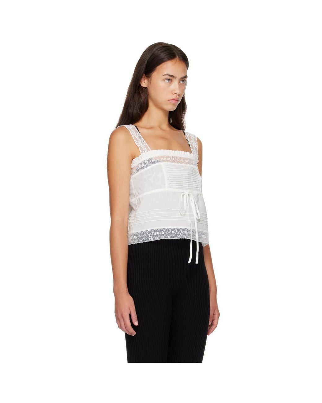 Ganni Black Cotton Top