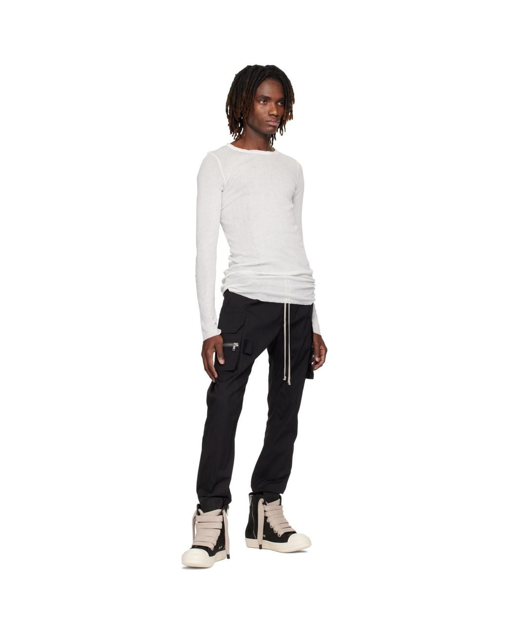 Rick Owens Black Off- Temple Rib Ls T-shirt for men