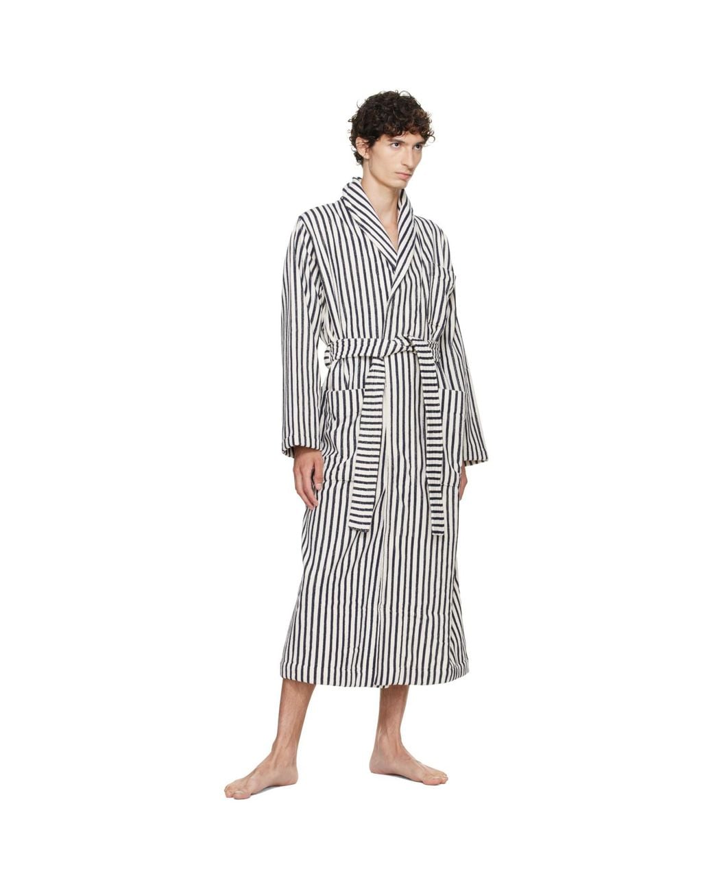 Tekla Gray Terry Classic Bathrobe for men