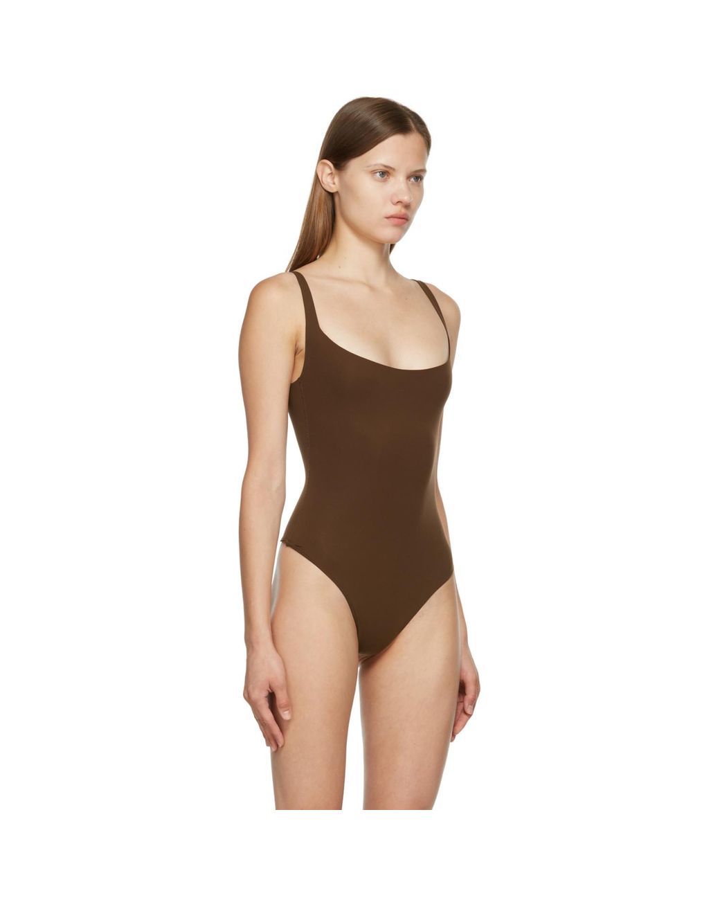 Skims Black Brown Fits Everybody Square Neck Bodysuit