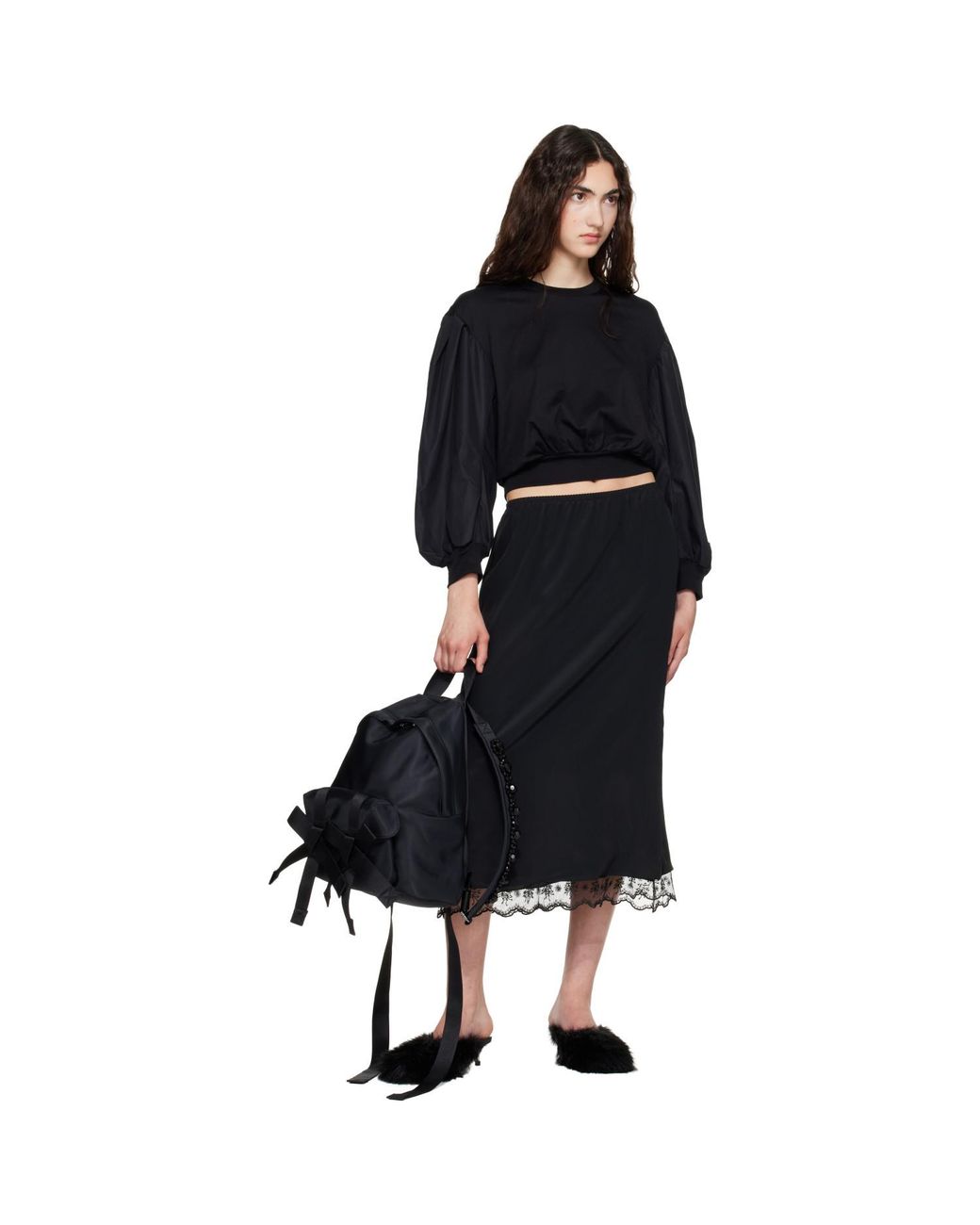 Simone Rocha Black Beaded Utility Bow Backpack