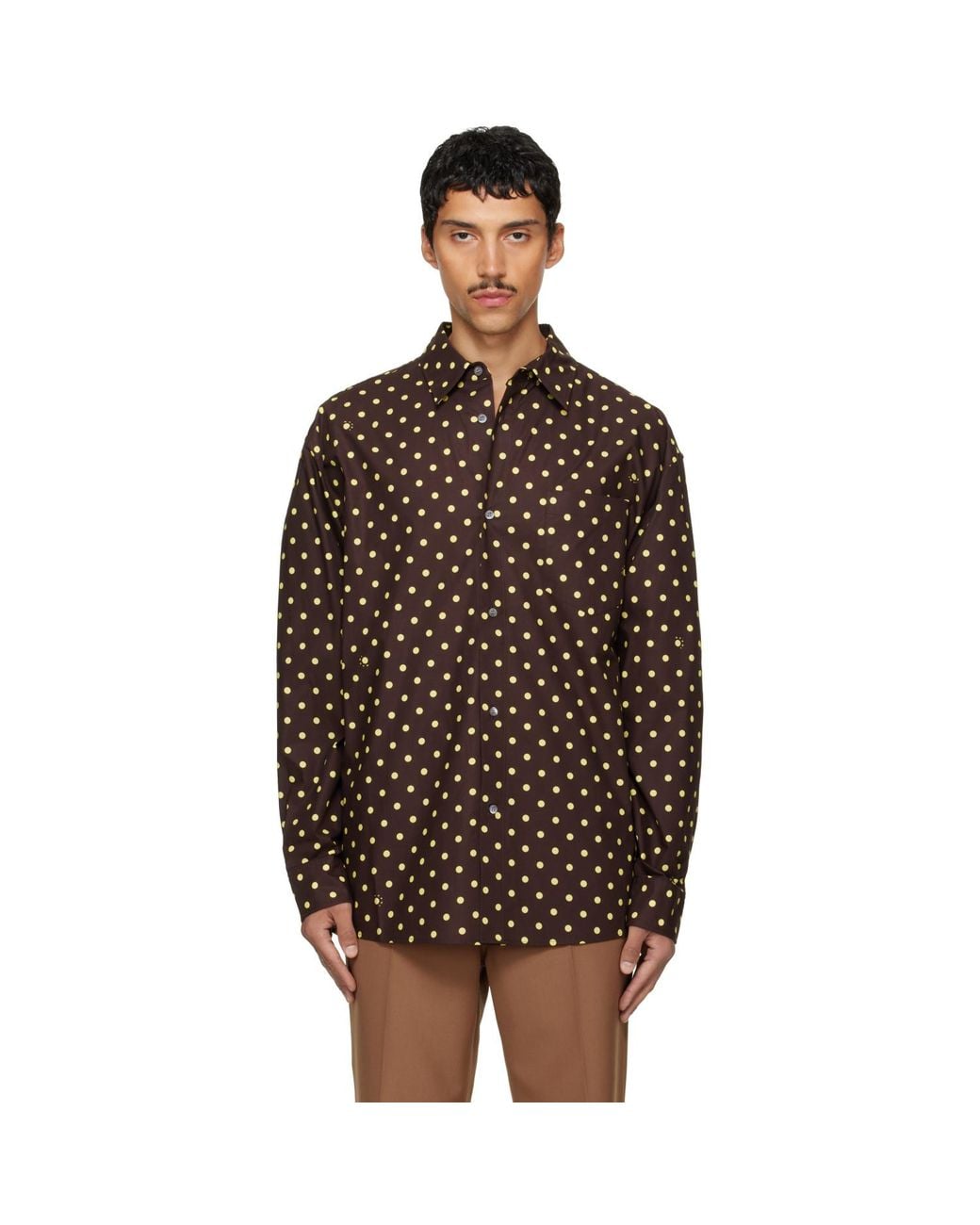 Marni Brown Polka-Dot Shirt for men