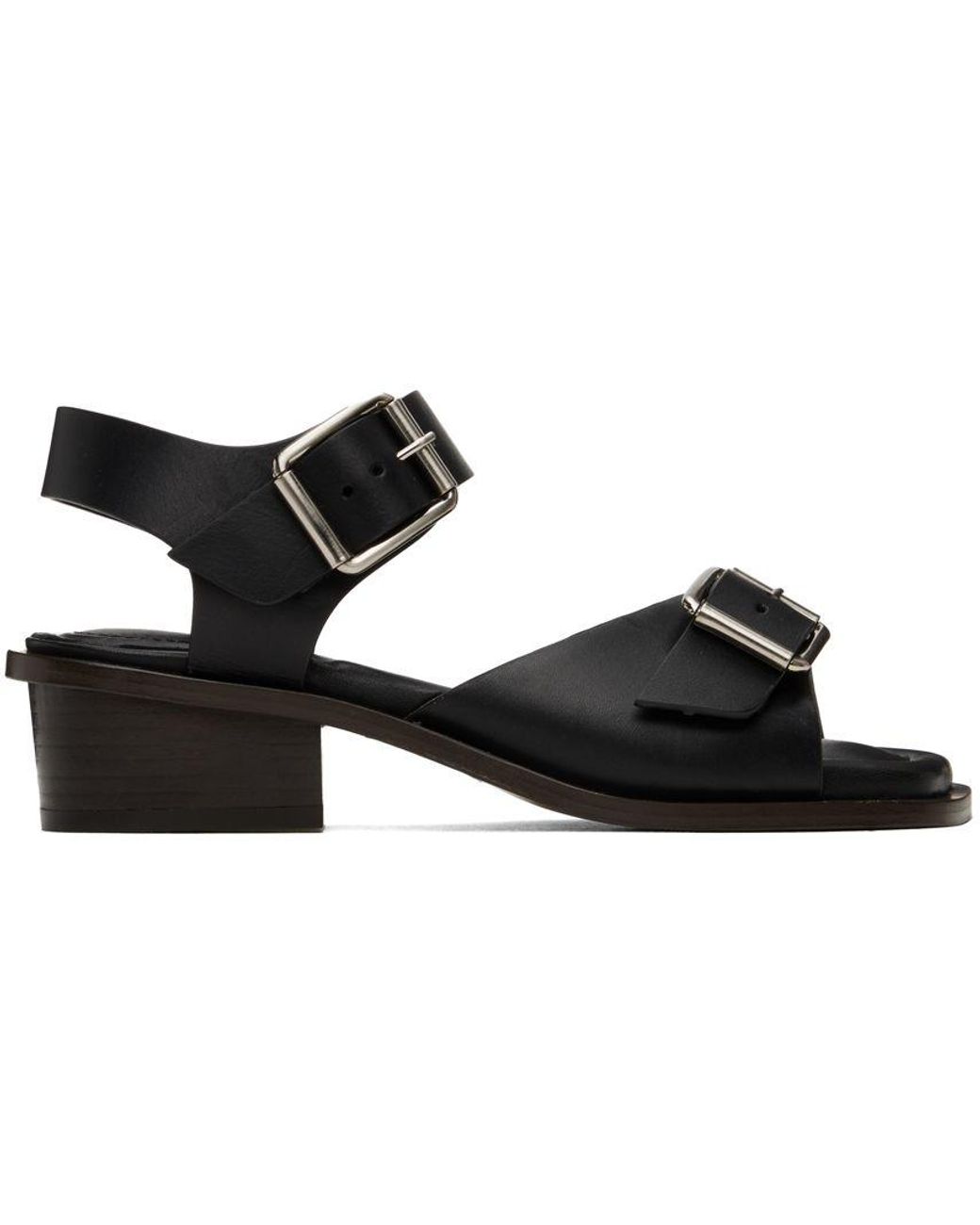Lemaire Black Square Heeled 35 Sandals | Lyst