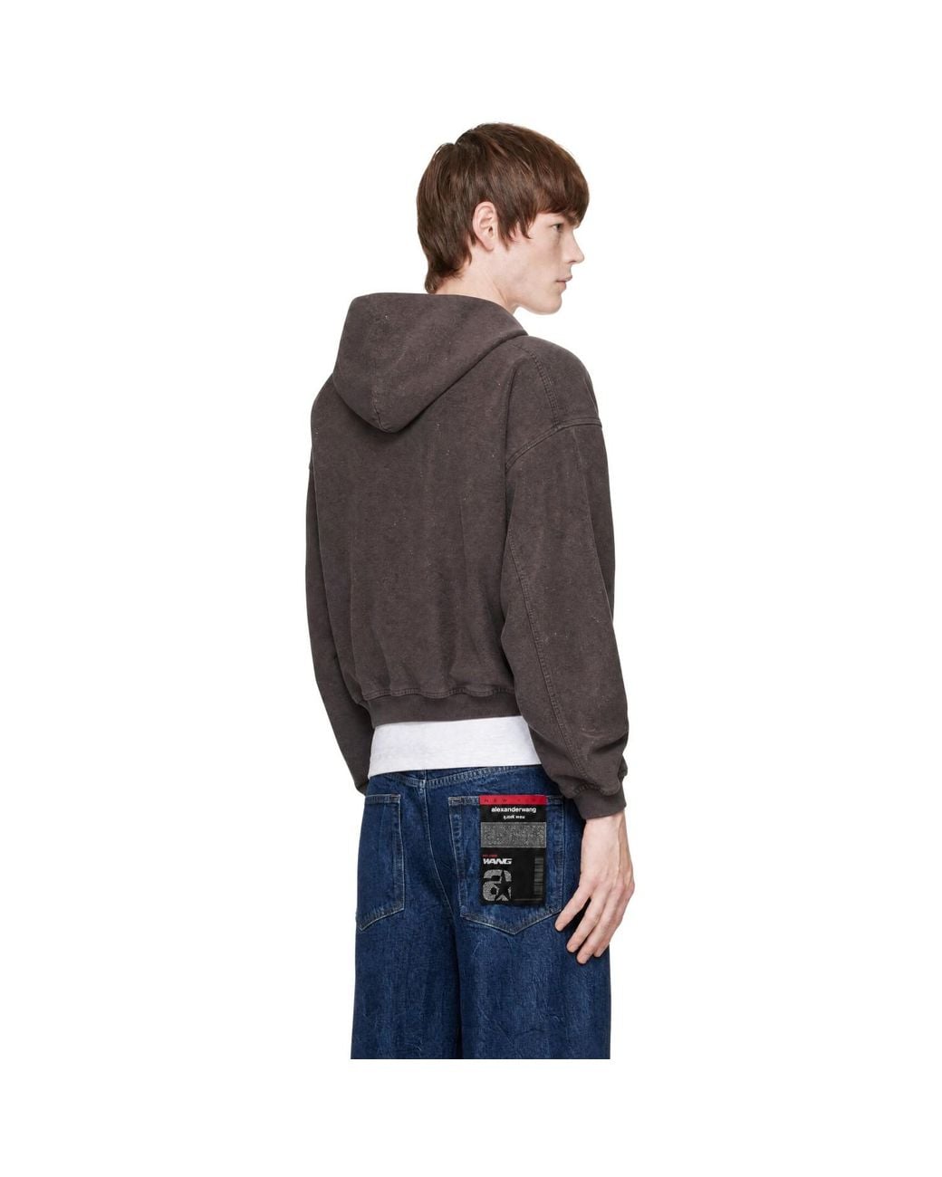 Alexander Wang Black Crystal Oversized Zip Hoodie for men