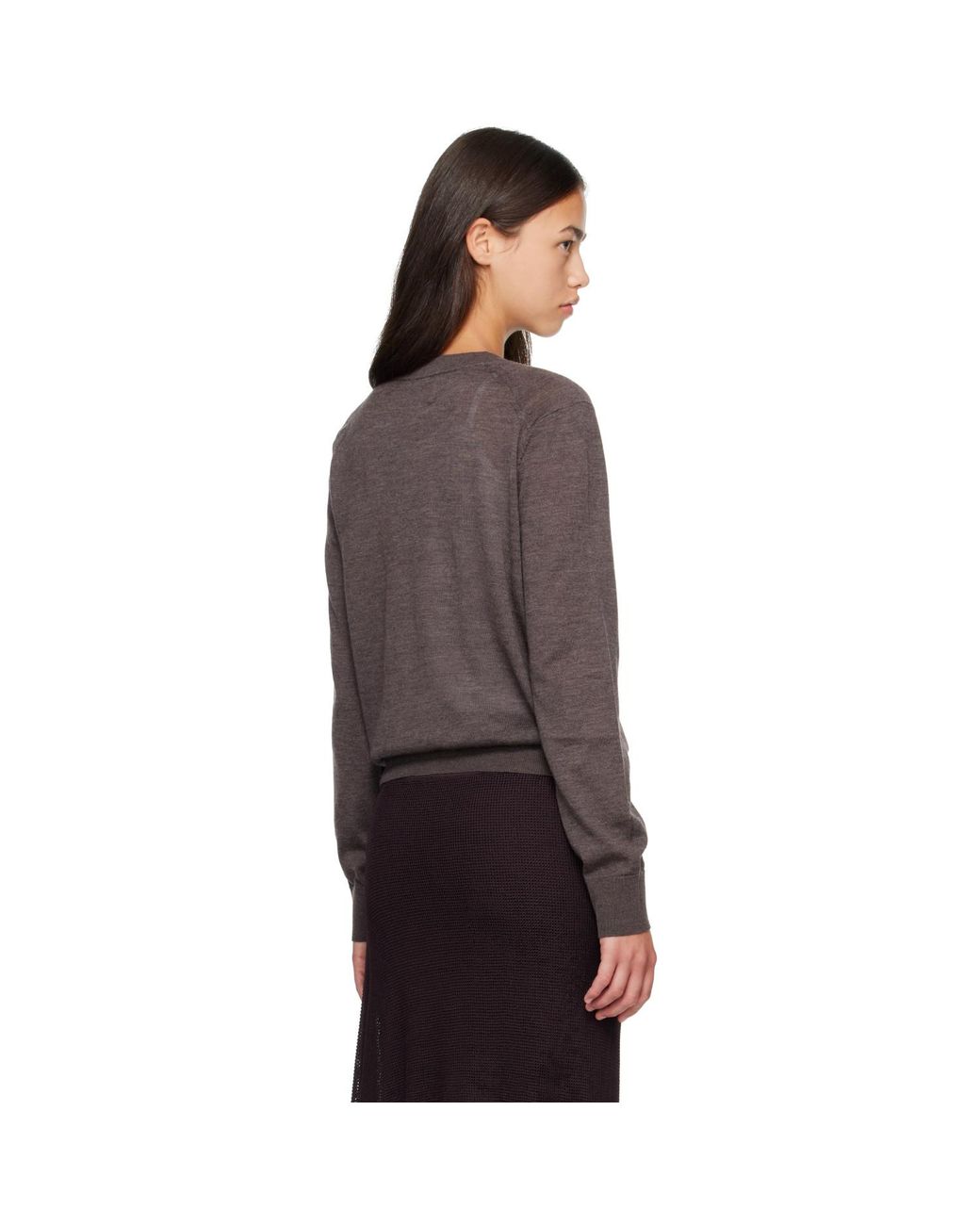 Loulou de Saison Brown Ditto Lds Fine Knit Cashmere Sweater