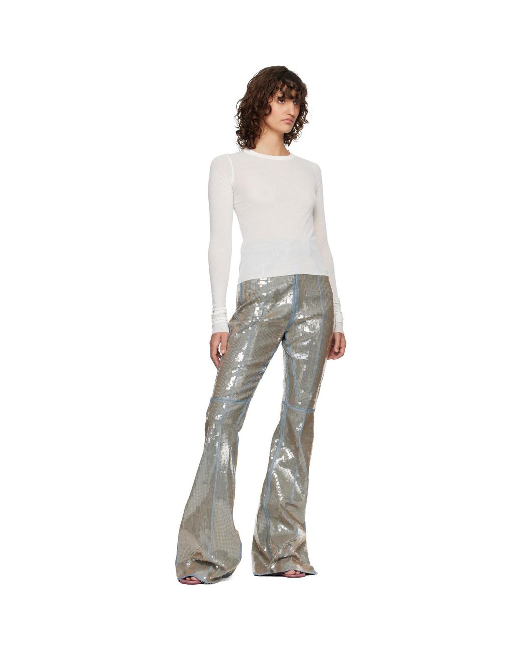 Rick Owens Multicolor Off- Temple Cropped Rib Ls T-Shirt