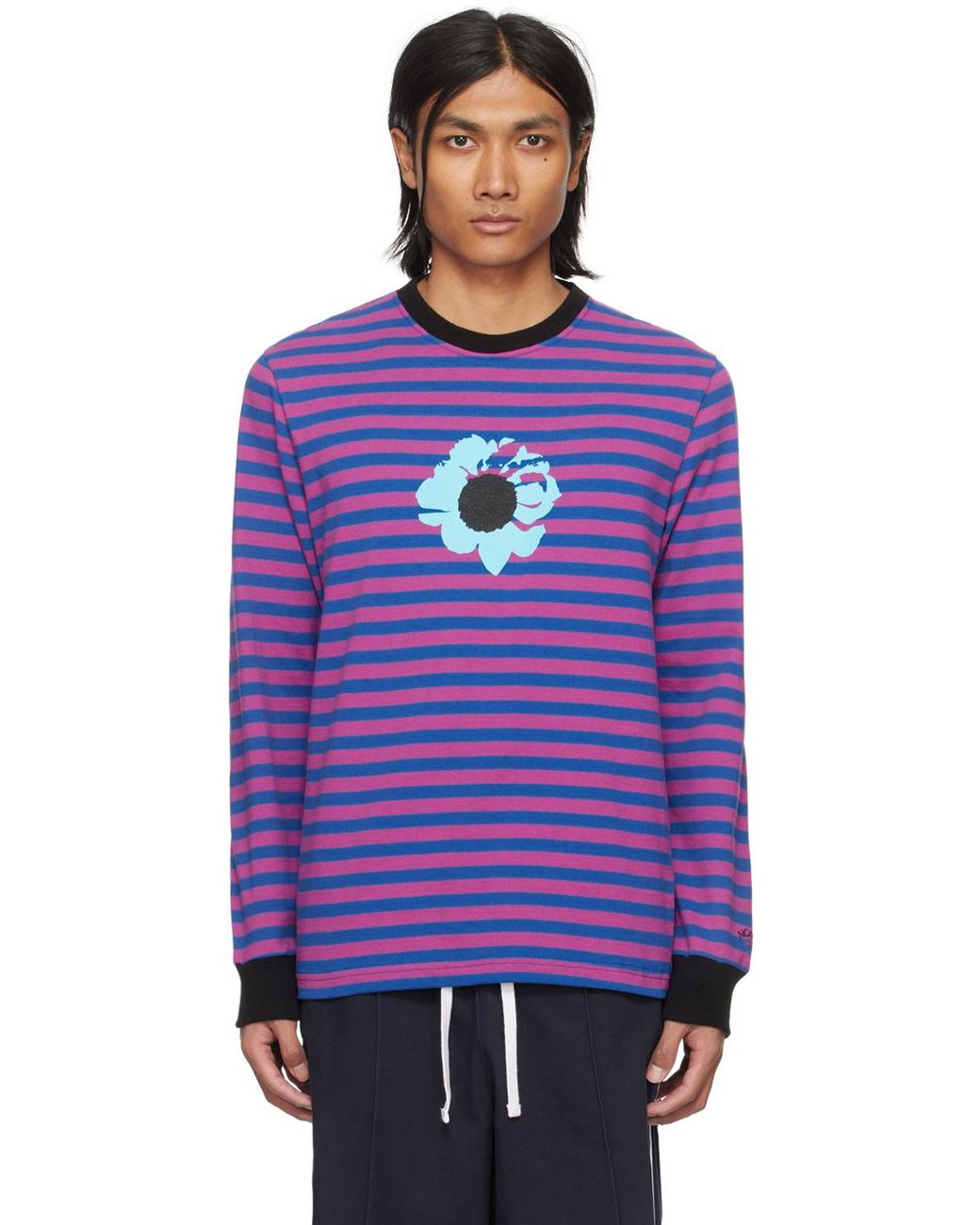 Noah The Cure Striped Long Sleeve T-Shirt in Purple for Men