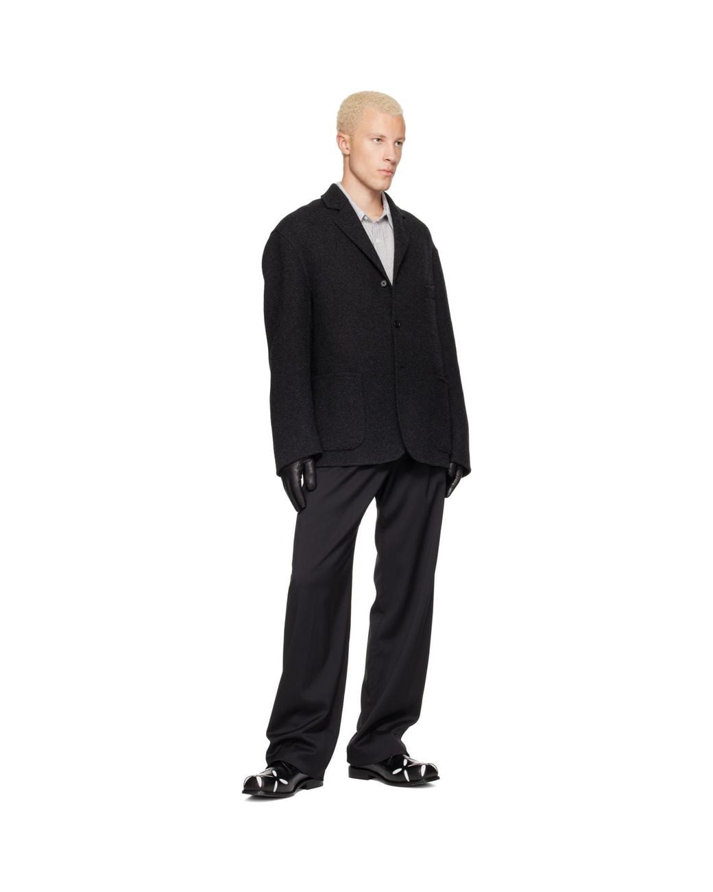 STEFAN COOKE Black Slashed Square Toe Derbys for men