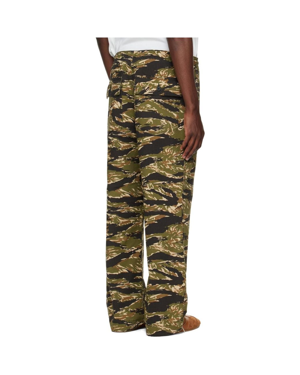 Needles Green Khaki Cotton Ripstop Camo String Fatigue Trousers for men