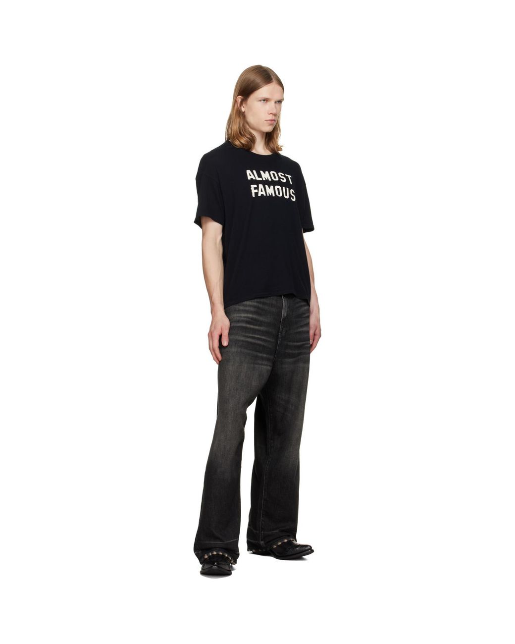 R13 Black 'Almost Famous' Relaxed T-Shirt for men