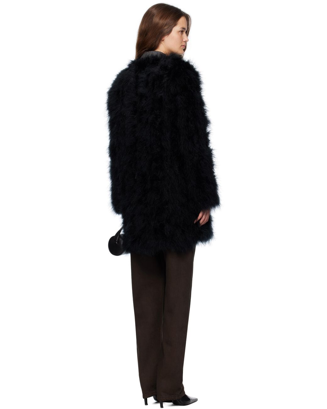 Yves Salomon Black Long Feather Coat